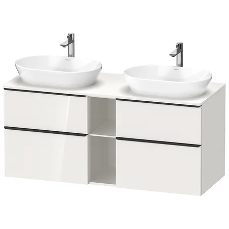 Duravit D-Neo Тумбочка подвесная, 2 раковины, 2 ящика, цвет: белый высокоглянцевый