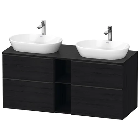 Duravit D-Neo Тумбочка подвесная, 2 раковины, 2 ящика, цвет: Black Oak