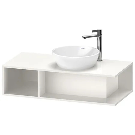 Duravit D-Neo Тумбочка подвесная компакт, раковина, 1 открытое отделение на левой стороне, цвет: белый высокоглянцевый