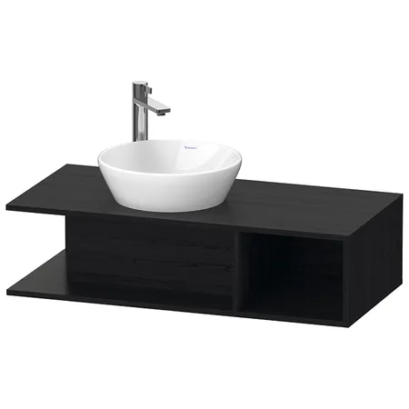 Duravit D-Neo Тумбочка подвесная компакт, раковина, 1 открытое отделение на правой стороне, цвет: Black Oak
