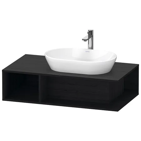 Duravit D-Neo Тумбочка подвесная компакт, раковина, 1 открытое отделение на левой стороне, цвет: Black Oak