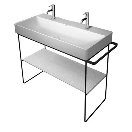 Duravit DuraSquare Металлическая консоль напольная, с раковиной на 2 отв, 235310 и полкой, высота регул.+, п/д левый/правый хром