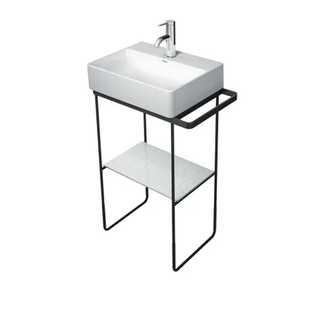 Duravit DuraSquare Металлическая консоль напольная, с раковиной на 1 отв, 073245 и полкой, высота регул.+,п/д левый/правый хром