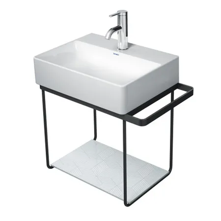 Duravit DuraSquare Металлическая консоль подвесная, с раковиной на 1 отв, 073245 и полкой, высота регул.+,п/д левый/правый хром