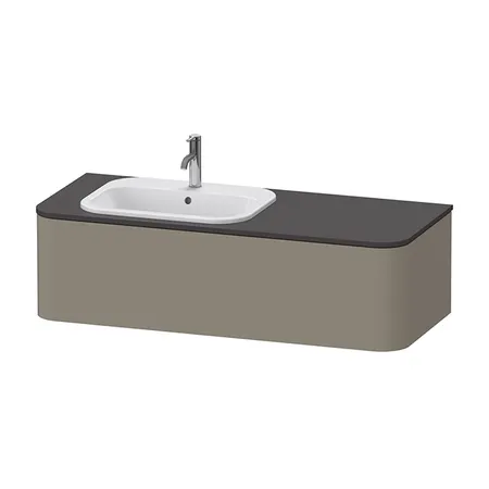 Duravit Happy D.2 Plus Тумба подвесная, с раковиной и 2 ящиками, SX, цвет: stone grey satin matt