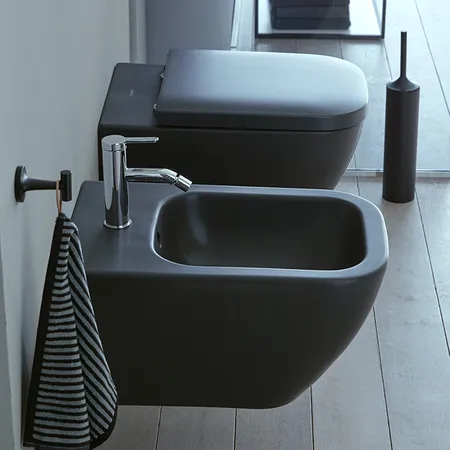 Duravit Happy D.2 Plus Биде подвесное, с переливом 1 отв для смес, цвет: антрацит матовый