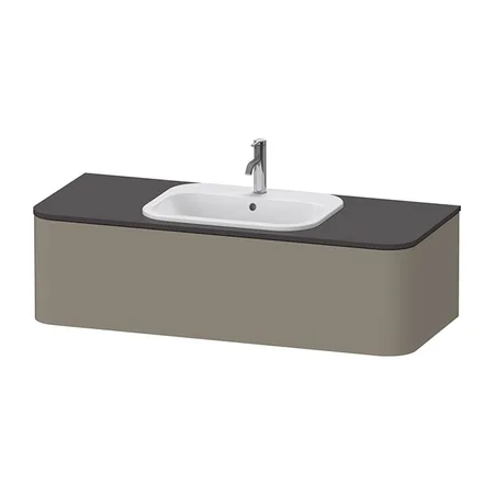 Duravit Happy D.2 Plus Тумба подвесная, с раковиной и 2 ящиками, цвет: stone grey satin matt