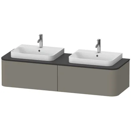 Duravit Happy D.2 Plus Тумба подвесная, с 2 раковинами и 2 ящиками, цвет: stone grey satin matt