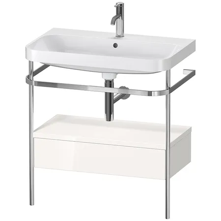 Duravit Happy D.2 Plus Консоль напольная с умывальником, с 1 отв под смесит, 1 ящик, 1 полотенцедержатель,выпуск и сифон в комплекте, цвет: белый глянцевый/хром