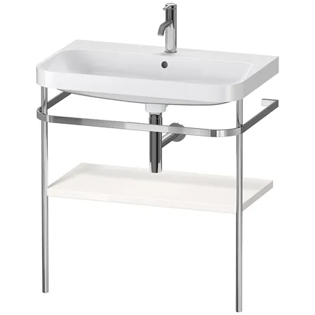 Duravit Happy D.2 Plus Консоль напольная с умывальником, с 1 отв под смесит, 1 полка, 1 полотенцедержатель, выпуск, цвет: белый глянцевый/хром