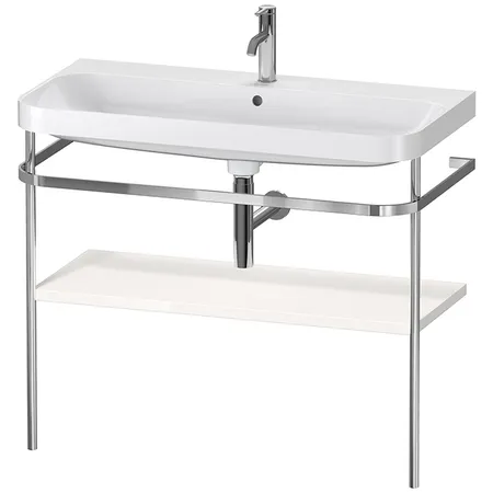 Duravit Happy D.2 Plus Консоль напольная с умывальником, с 1 отв под смесит, 1 ящик, 1 полотенцедержатель, выпуск и сифон в комплекте, цвет: белый глянцевый/хром