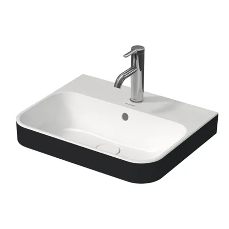 Duravit Happy D.2 Plus Раковина накладная, с 1 отв, выпуск с керамической крышкой, цвет: Anthracite matt/белый