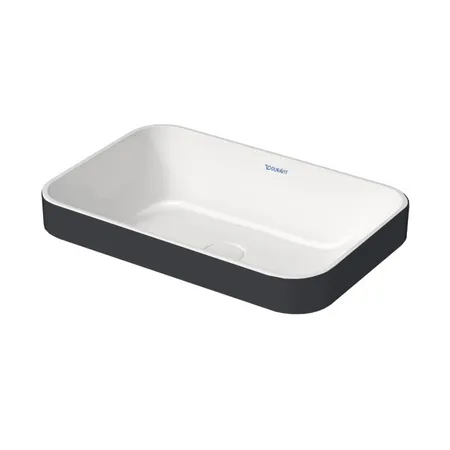 Duravit Happy D.2 Plus Раковина, без отв, без перелива, с выпуском, с керамической крышкой, WonderGliss, цвет: Anthracite matt/белый