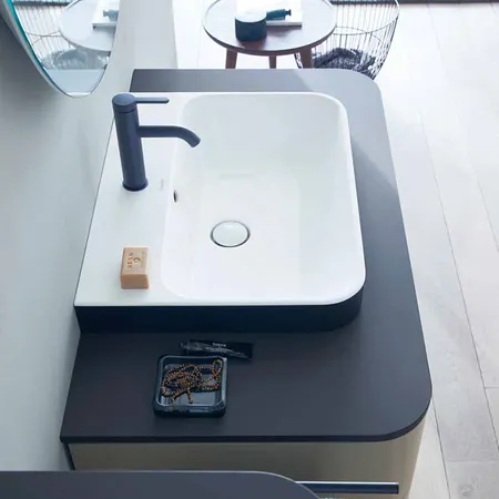 Duravit Happy D.2 Plus Раковина, 1 отв, с переливом, цвет: Anthracite matt/белый