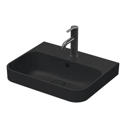 Duravit Happy D.2 Plus Раковина накладная, с 1 отв, выпуск с керамической крышкой, WonderGliss, цвет: Anthracite matt