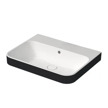 Duravit Happy D.2 Plus Раковина накладная, без отв, выпуск с керамической крышкой, WonderGliss, цвет: Anthracite matt/белый