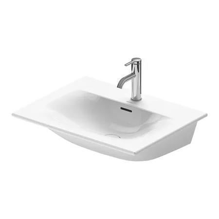 Duravit Happy D.2 Plus Раковина подвесная, с 2 отв, выпуск с керамической крышкой, WonderGliss, с переливом, цвет: белый