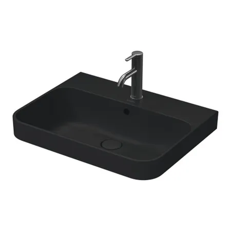 Duravit Happy D.2 Plus Раковина накладная, с 1 отв, выпуск с керамической крышкой, WonderGliss, цвет: Anthracite matt