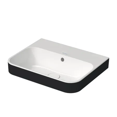 Duravit Happy D.2 Plus Раковина накладная, без отв, выпуск с керамической крышкой, WonderGliss, цвет: Anthracite matt/белый