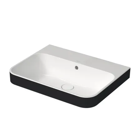 Duravit Happy D.2 Plus Раковина накладная, без отв, выпуск с керамической крышкой, цвет: Anthracite matt/белый