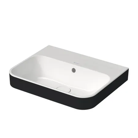 Duravit Happy D.2 Plus Раковина накладная, без отв, выпуск с керамической крышкой, цвет: Anthracite matt/белый