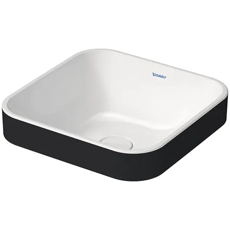 Duravit Happy D.2 Plus Раковина накладная, без перелива, с выпуском, с керамической крышкой, WonderGliss, цвет: Anthracite matt/белый
