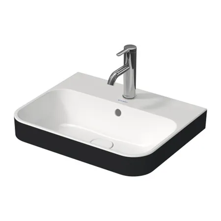 Duravit Happy D.2 Plus Раковина накладная, с 1 отв, выпуск с керамической крышкой, WonderGliss, цвет: Anthracite matt/белый