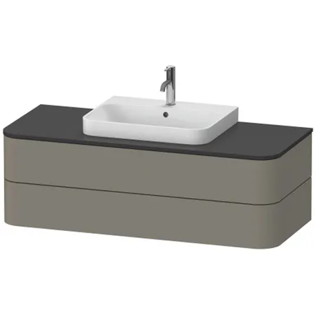 Duravit Happy D.2 Plus Тумба подвесная, с раковиной и 2 ящиками, цвет: stone grey satin matt