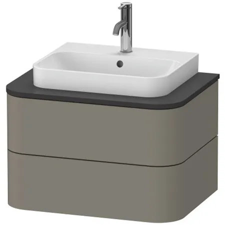 Duravit Happy D.2 Plus Тумба подвесная, с раковиной и 2 ящиками, цвет: stone grey satin matt