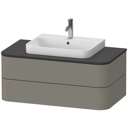 Duravit Happy D.2 Plus Тумба подвесная, с раковиной и 2 ящиками, цвет: stone grey satin matt