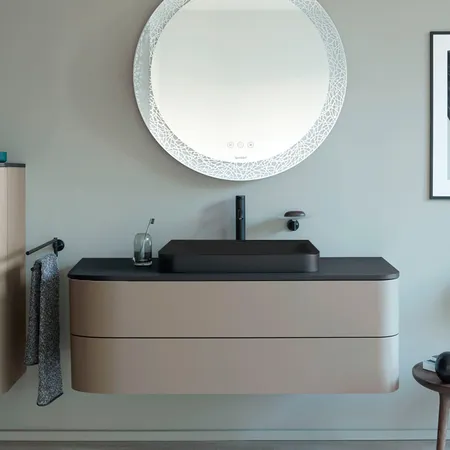 Duravit Happy D.2 Plus Тумба подвесная, с 2 ящиками, цвет: stone grey satin matt