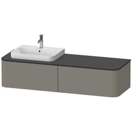Duravit Happy D.2 Plus Тумба подвесная, с раковиной и 2 ящиками, SX, цвет: stone grey satin matt