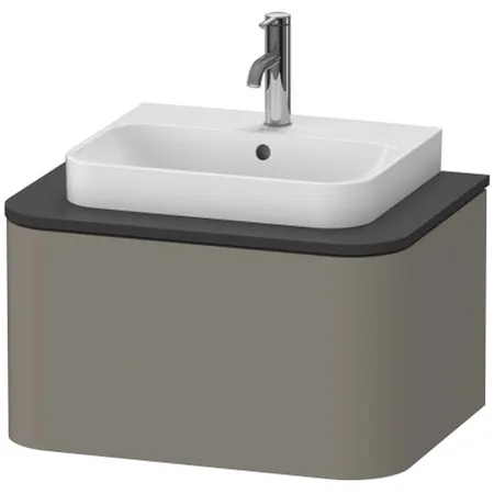 Duravit Happy D.2 Plus Тумба подвесная, с раковиной и 1 ящиком, цвет: stone grey satin matt