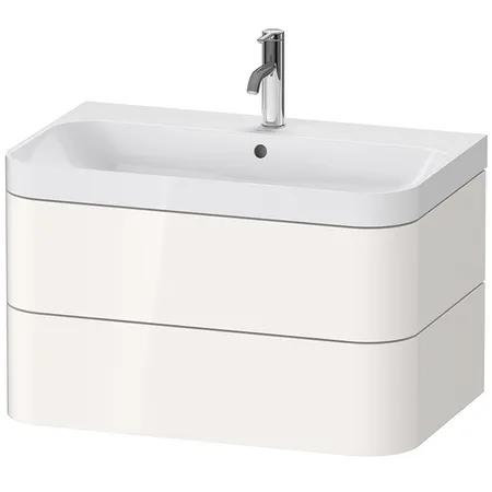 Duravit Happy D.2 Plus Тумба подвесная c-shaped с умывальником, с 1 отв под смесит, 2 ящика, выпуск и сифон в комплекте, цвет: белый глянцевый