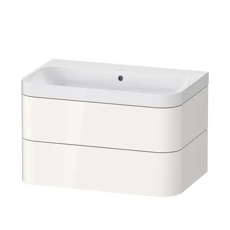 Duravit Happy D.2 Plus Тумба подвесная с раковиной, без отв, 2 ящика, выпуск и сифон в комплекте, цвет: белый глянцевый