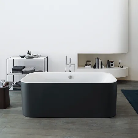 Duravit Happy D.2 Plus Ванна акриловая, отдельностоящая, бесшовная панель, слив-перелив, цвет: graphite supermatt