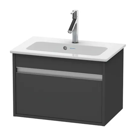 Duravit Ketho Тумба подвесная, с раковиной, 1 выдв. ящик, цвет: графит матовый
