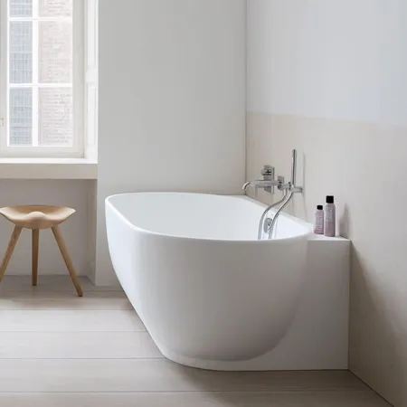 Duravit Luv Ванна из минерального литья, цвет белый, пристенный вариант панели, с ножками, цвет: белый