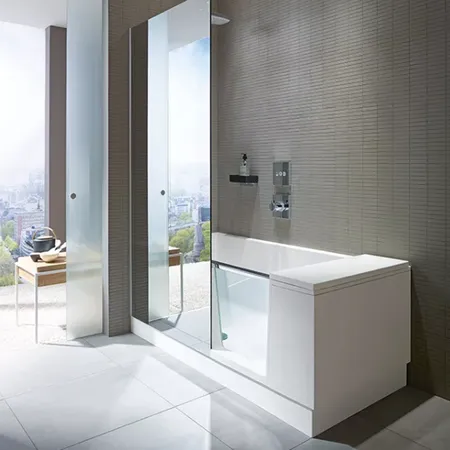 DURAVIT Shower + Bath Bathtub Ванна, прямоугольная с входной дверью и душевой шторкой, DX - правосторонняя, цвет: белый