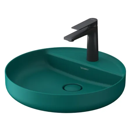 Duravit Vitrium Раковина накладная, с 1 отв, круглая, из DuroCast UltraResist, без перелива, с полкой, цвет: аквамарин матовый