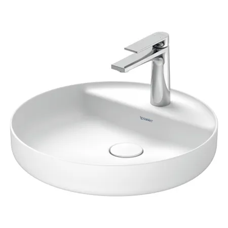 Duravit Vitrium Раковина накладная, с 1 отв, круглая, из DuroCast UltraResist, без перелива, с полкой, цвет: белый матовый