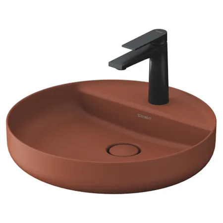 Duravit Vitrium Раковина накладная, с 1 отв, круглая, из DuroCast UltraResist, без перелива, с полкой, цвет: матовая корица