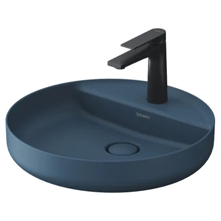 Duravit Vitrium Раковина накладная, с 1 отв, круглая, из DuroCast UltraResist, без перелива, с полкой, цвет: синий матовый