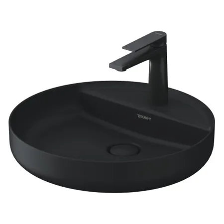 Duravit Vitrium Раковина накладная, с 1 отв, круглая, из DuroCast UltraResist, без перелива, с полкой, цвет: темно-серый матовый