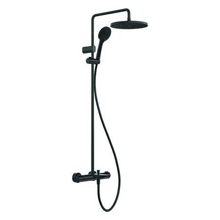 Duravit Wave Душевая система с термостатом, ручной душ с регулировкой высоты, шланг, ручной душ 3 режима, излив, цвет: черный матовый