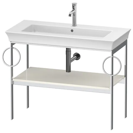 Duravit White Tulip Металлическая консоль, напольная, 1 дерев. полка, 2 п/держ, цвет: Nordic White HighGloss