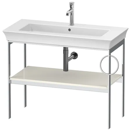 Duravit White Tulip Металлическая консоль, напольная, 1 дерев. полка, п/держ. справа, цвет: Nordic White HighGloss