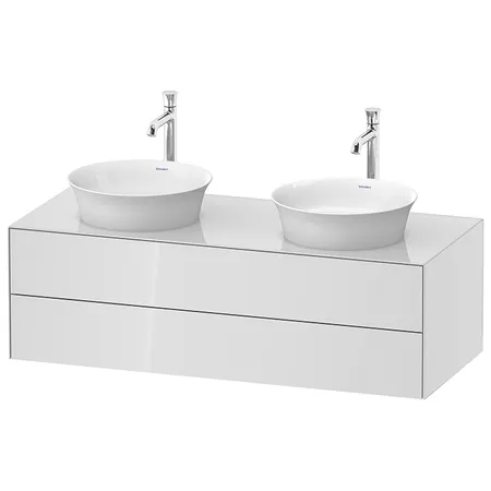 Duravit White Tulip Тумбочка подвесная, 2 раковины, 2 ящика, цвет: белый высокоглянцевый