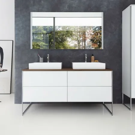 Duravit XSquare База на ножках на 2 раковины, с 4 выдв ящик, напольная, цвет: белый/орех
