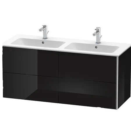 Duravit XSquare Тумба подвесная, с раковиной и 4 выдв ящиками, цвет: черный глянцевый